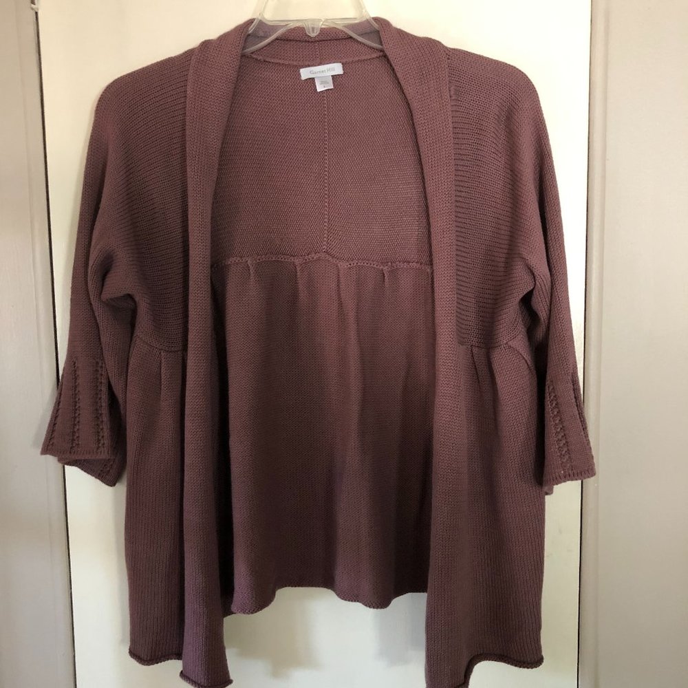 Vintage Garnet Hill Mauve Open Cardigan